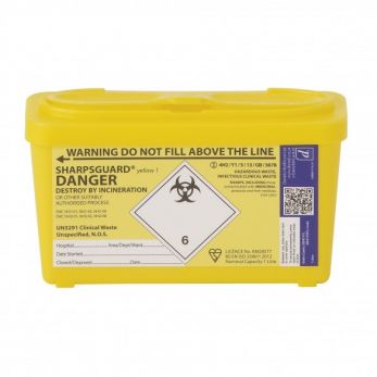 Sharpsguard Yellow 1 Ltr Sharps Bin