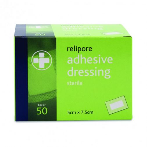 Relipore Adhesive Dressing Pads Sterile 5cm x 7.5cm Box of 50