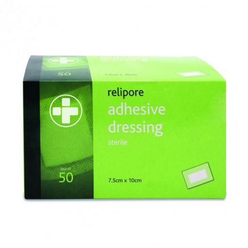 Relipore Adhesive Dressing Pads Sterile 7.5cm x 10cm Box of 50