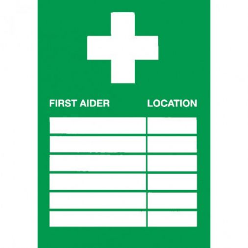 First Aid Signage - First Aider & Location, Vinyl