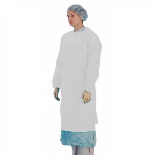 White Examination Gown with Long Sleeves & Elastic Cuffs x 50